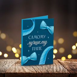 Мини-открытка "Самому лучшему папе (синяя)"