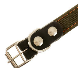 Ошейник брезентовый двухслойный, 54 х 2,5 см, ОШ 35-45 см, хаки - Пижон фото 5