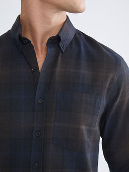 Regular Fit Uzun Kollu Ekose Gabardin Erkek G?mlek