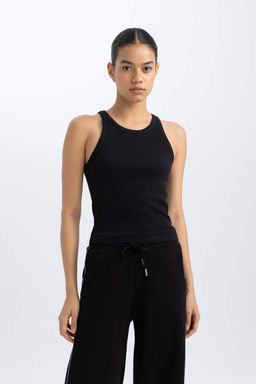 DeFactoFit Slim Fit Спортивная рубашка в рубчик с круглым вырезом  фото 6