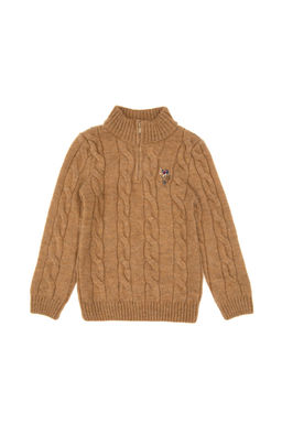 Меланжевый свитер светло-коричневого цвета для мальчика Неожиданная скидка в корзине