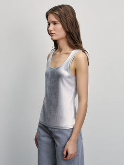 Вискозная майка с серебряным напылением / Zarina  фото 6