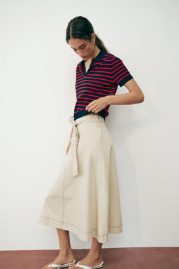 FALDA CINTUR?N PESPUNTES CONTRASTE / Beige - Zara фото 3