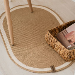 Коврик из джута овальный 50х80см с белым кантом