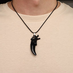 Цена за 2 шт. Кулон унисекс «Клык дракона», цвет чёрный на чёрном шнурке, 45 см