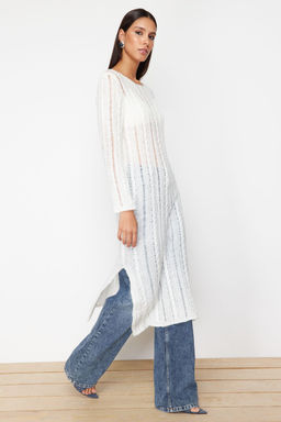 Ekru Yumusak Dokulu Gevsek Orgu Detayl? Triko Maxi Elbise TWOSS24EL00904 - Trendyolmilla фото 3
