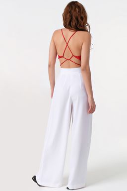 Кроп-топ атласный на бретелях красный ONE SIZE