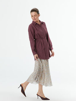 Beli Lastikli ?i?ekli Kad?n Pileli Etek