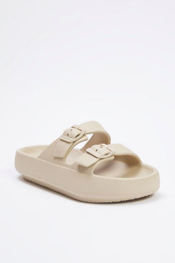 Trendyol Shoes Bej Cift Bantl? Toka Detayl? Hafif Taban Kad?n Terlik TAKSS25TE00019 - Trendyolmilla фото 12