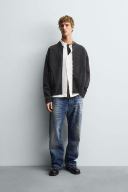 WASHED KNIT BOMBER JACKET