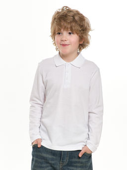 Футболка поло для мальчика в школу белый 22-1755 белый