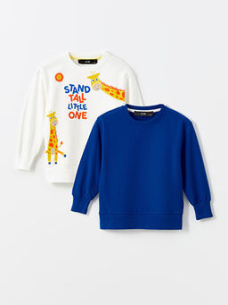 Bisiklet Yaka Erkek Bebek Sweatshirt 2li