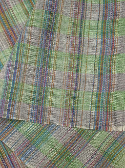 Холст полотенечный Клетка меланж цв.зеленый/серый, ш.0.5м, лен-40%, хлопок-60%, 200гр/м.кв - Купава фото 4