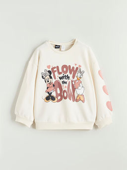 Bisiklet Yaka Minnie Mouse Bask?l? K?z ?ocuk Sweatshirt