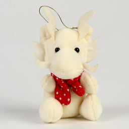 Мягкая игрушка Дракон в шарфике на подвесе, белый, цвет шарфа МИКС