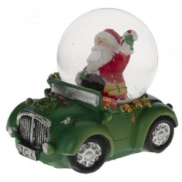 Фигурка декор в стекл шаре "Дед Мороз на машине", D 4.5 см, L7,5 W5 H7 см
