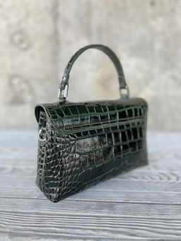 Маленькая женская лаковая сумка под крокодила HW-8623 Грин - Sergio valentini фото 3