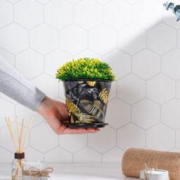 Цена за 2 шт. Горшок для цветов Доляна «Голди», 800 мл, цвет чёрный