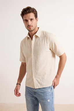 Bej Regular Fit __lemeli Nak__l_ Yazl_k Erkek G_mlek TMNSS25GO00081