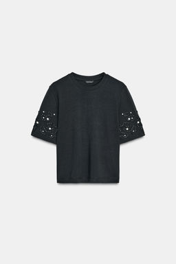 EMBROIDERED BEADED T-SHIRT - Zara фото 6