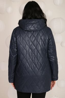 Куртка темно-синяя женская с капюшоном больших размеров - Almond фото 3