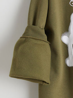 Bisiklet Yaka Bask?l? Erkek ?ocuk Sweatshirt