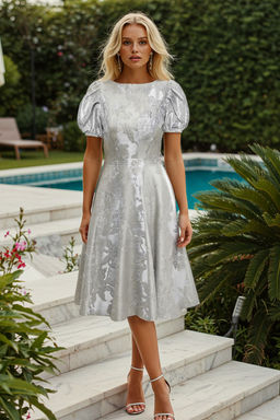Trendyolmilla Ac?k Mavi A-Kesim Jakarl? Dokuma Midi S?k Abiye Gece Mezuniyet Elbisesi TPRSS25EL00202