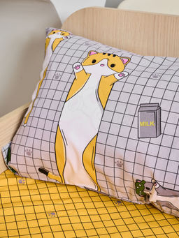 Постельное белье детское поплин с простыней на резинке - Кот-батон 145*112; 80*160*20; 40*60