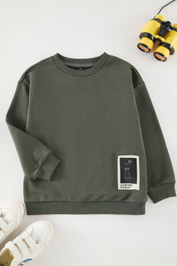 Bej*004 Erkek Cocuk Baba-Ogul Bask?l? Orme Mini Me Sweatshirt TKDAW25SW00070 - Trendyolmilla фото 4