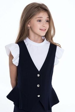 Синий школьный жилет для девочки Mooriposh, модель 1103/1 фото 5