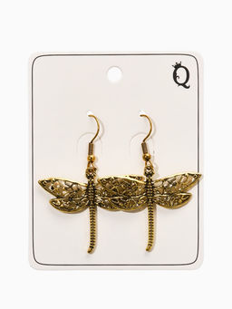 Цена за 2 шт. Серьги метал "Аутентичность" стрекоза, цвет чернёное золото
