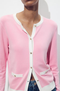 CONTRAST TRIM KNIT CARDIGAN - Zara фото 11