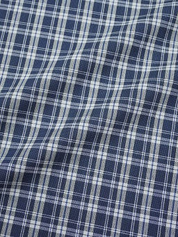 Пестрядь Двойная клетка цв.джинсово-синий/св.серый, ш.1.5м, хлопок-100%, 130гр/м.кв