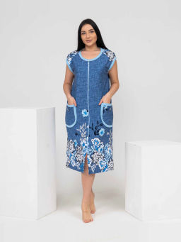 Халат женский, цвет синий белый