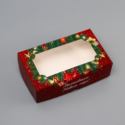 Коробка подарочная складная с окном «С Новым годом!», 25×15×7 см