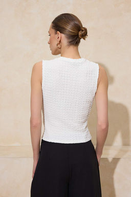 Haki Fitted/Vucuda Oturan Kolsuz Buzgulu Dokulu Orme Bluz TWOSS26BZ00198 - Trendyolmilla фото 4