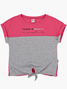 Футболка для девочки UD 6338 малина/серый - Mini maxi фото 3