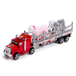 Грузовик инерционный «Зооперевозчик», 2 фигурки животных, МИКС