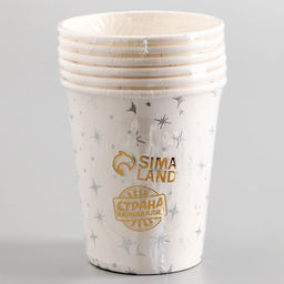 Стаканы бумажные С днём рождения с серебрянными звёздами, 6 шт. - Страна карнавалия фото 3