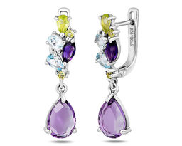 Серьги, аметист , перидот , топаз, Сорбонна