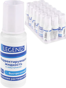 Цена за 5 шт. Корректирующая жидкость Legend 16гр., на основе растворителя, с кисточкой (КЖ-9421)