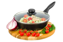 Сковорода глубокая 22 см ГАРМОНИЯ ВКУСА Черный Оникс С КРЫШКОЙ ф22, н/р, 38*23*10,5 см - Elan gallery фото 3