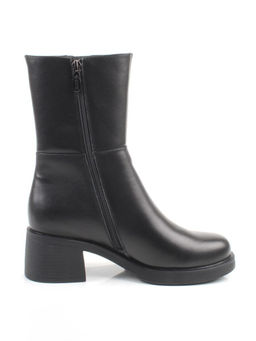 01-M43-7 BLACK Ботинки демисезонные женские (натуральная кожа, байка)