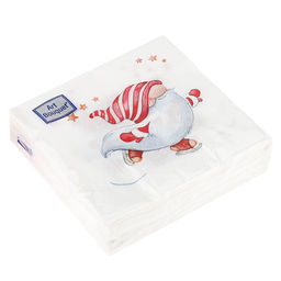 Салфетки бумажные Art Bouquet 20х20см, 2-х слойные, 30 штук в упаковке, 100% целлюлоза, Веселый человечек (Россия)