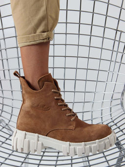 Ботинки 228.V.466be. светло-коричневый замша/Байка