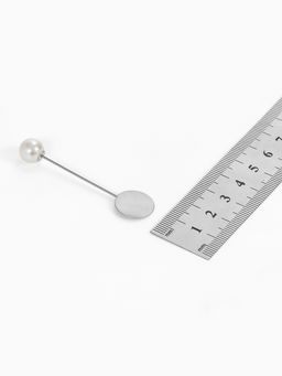 Основа Брошь-игла с бусиной d=1 см (набор 5 шт.), L=5 см, площадка 1.5 см, цвет серебро