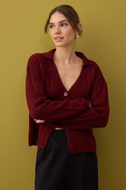 Wardrobe Essentials Bordo Yunlu Basic Polo Yaka Triko H?rka | TWOAW26HI00084