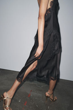 ZW COLLECTION SATIN LACE SKIRT - Zara фото 3