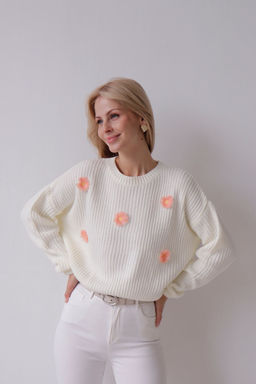 9837 Джемпер белый с цветами - Martichelli фото 4