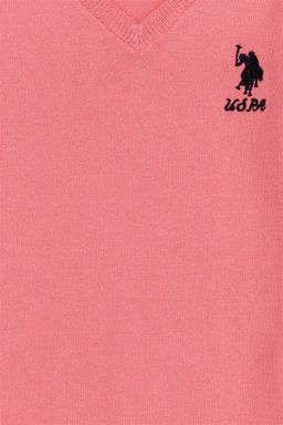 Девушка Светло-розовый с V-образным вырезом Трикотажный свитер Basic - U.s. polo assn фото 3